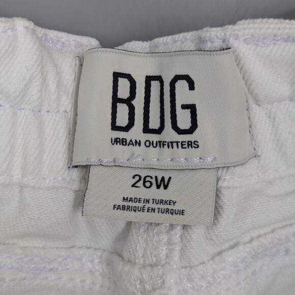 BDG White Denim Wide Leg Cargo Jeans Elastic Waist size 26 - Picture 6 of 7